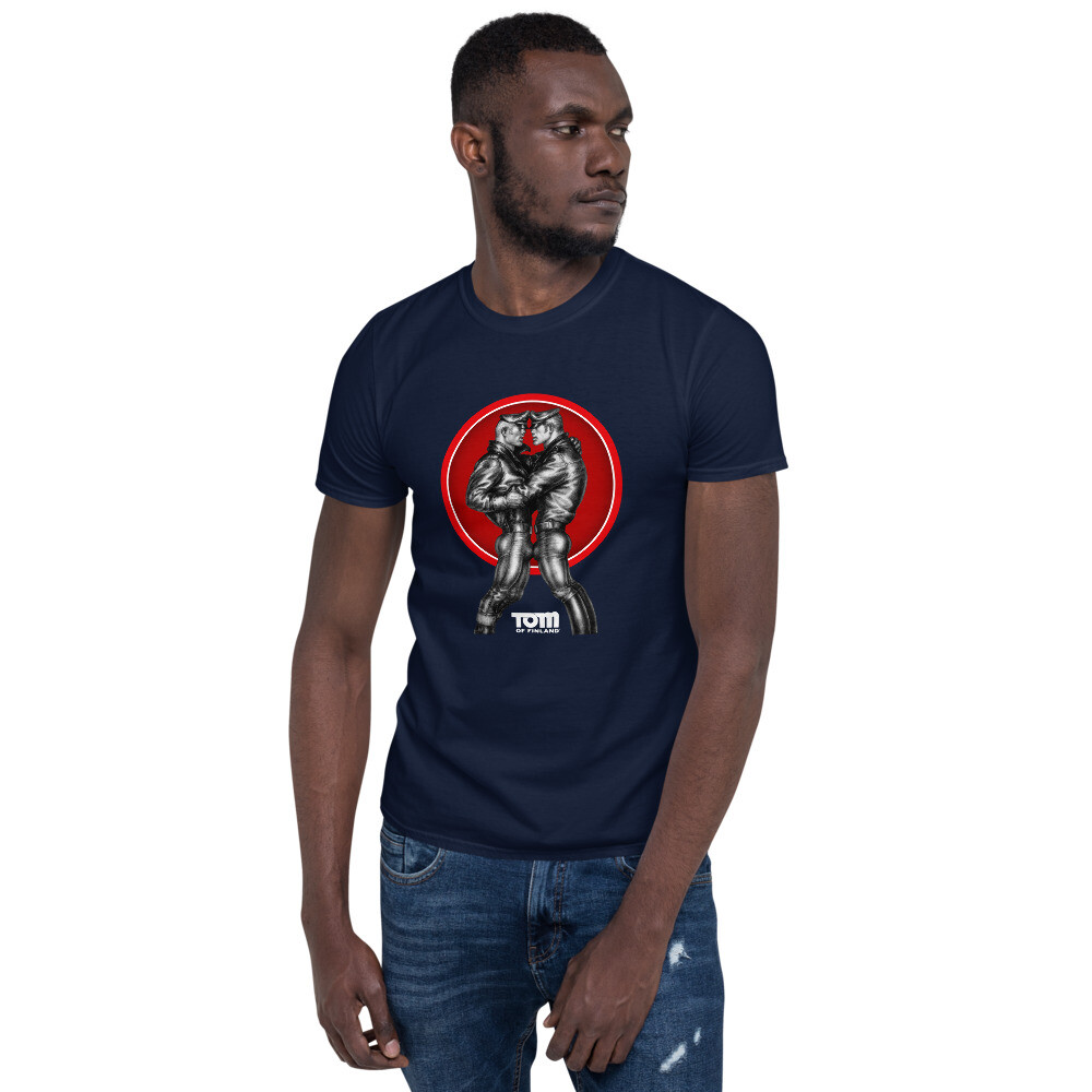 TOM OF FINLAND GAY MENS T SHIRT “LEATHERMEN” (QUEER, LEATHER PANTS, BOOTS)