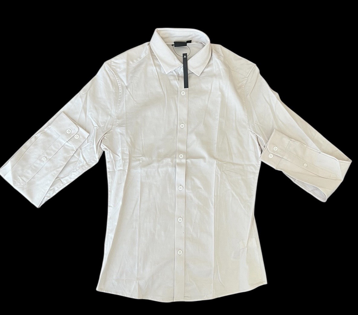 Beige Cotton Button-Up Blouse 2XS