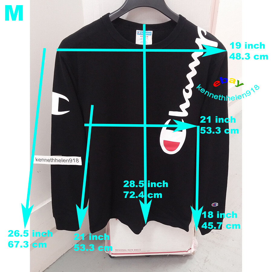 CHAMPION HERITAGE OVER SHOULDER SCRIPT LONG SLEEVE TEE SHIRT BLACK MENS SIZE M