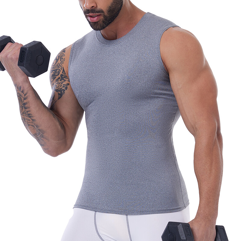 Mens Slimming Tummy Body Shaper Vest Compression T-Shirt Fitness Muscle Tank Top