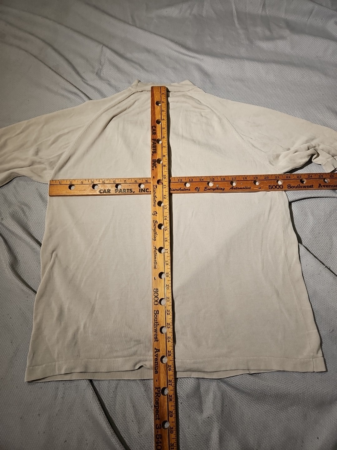 Johnston Murphy Shirt Mens XL Beige Silk Ribbed Raglan Sleeve Casual Luxury Tee