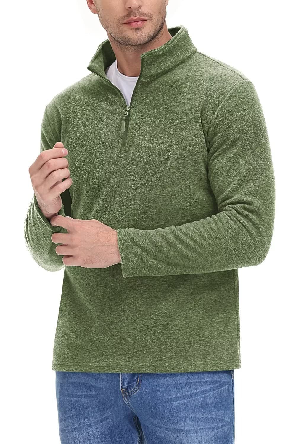 Men’s 1/4 Zip Up Fleece Pullover Casual Lightweight Long Sleeve Warm Sweatshirt