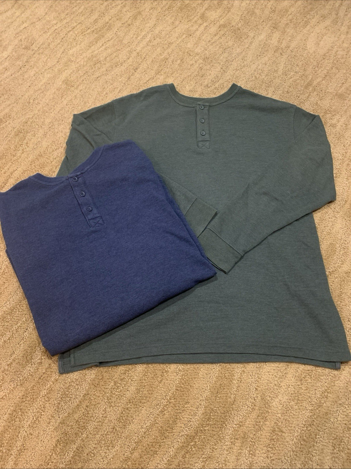 Red Head Thermal Henley Shirt Lot of 2 Mens 2XLT Stretch Waffle Knit Long Sleeve