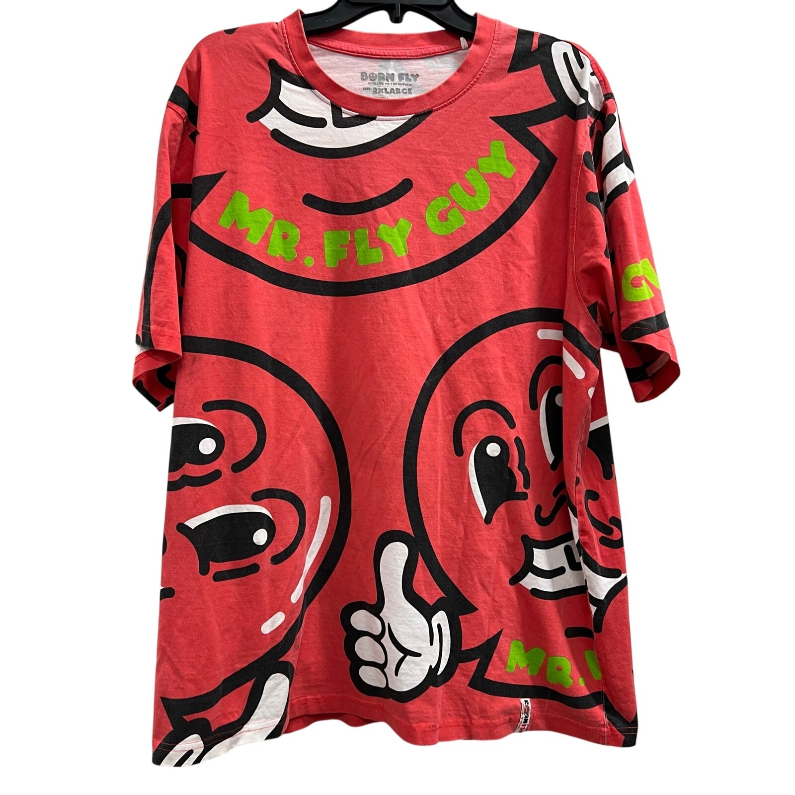 Born Fly Men’s “Mr. Fly Guy” all-over print graphic T-shirt Big & Tall SZ XXL 2X