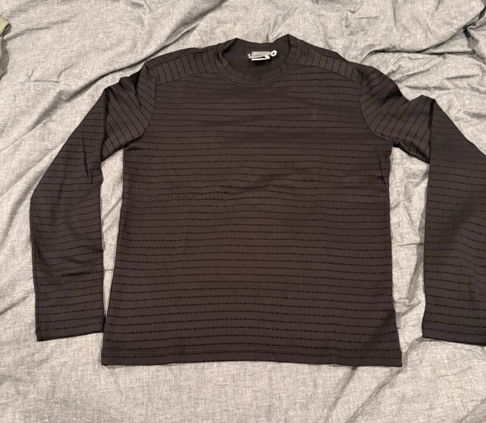 Vintage Versace Mens Large Black Perforated Long Sleeve Shirt “RARE” Made Italy