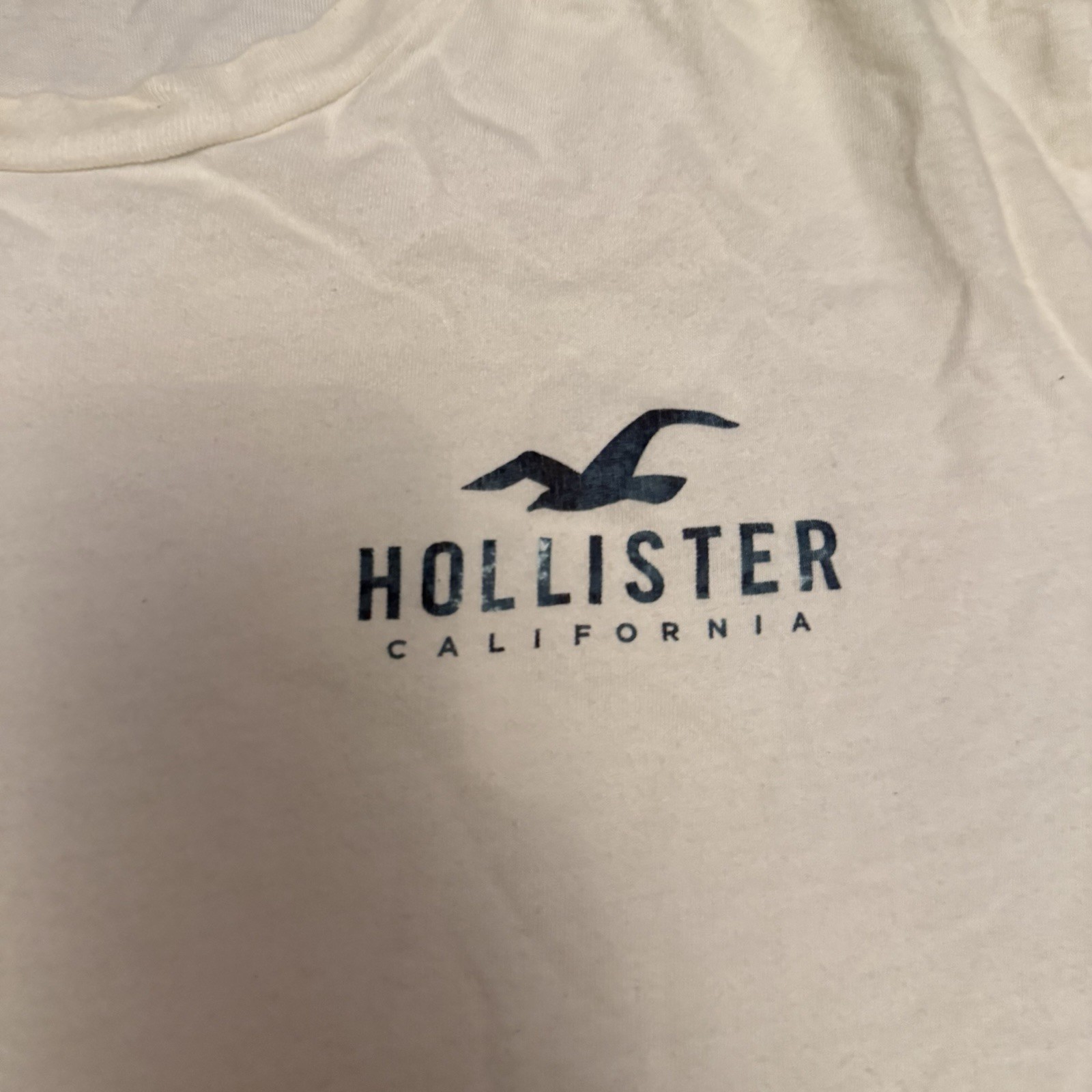 Hollister Must-Have Collection Men’s Curved Hem Logo Crew Tee White L