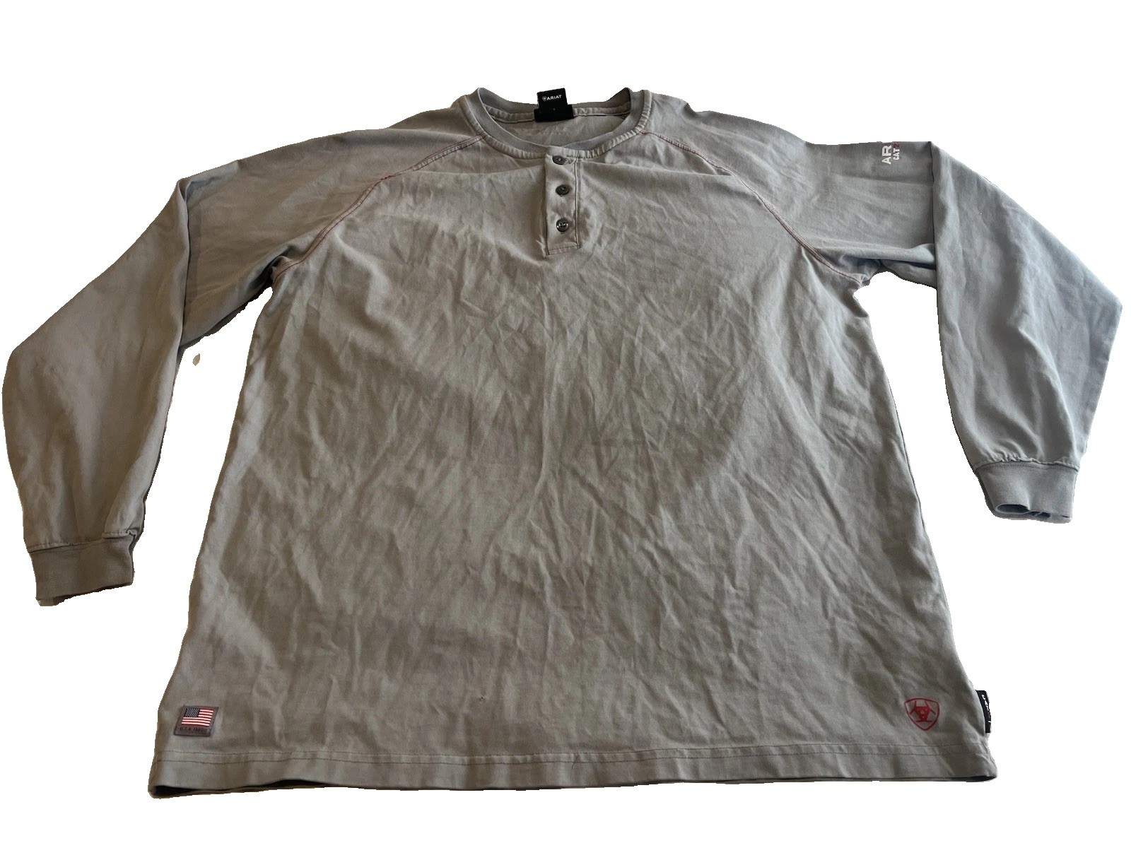 Ariat FR Shirt Mens XL Gray Fire Resistant Henley Work Wear Long Sleeve