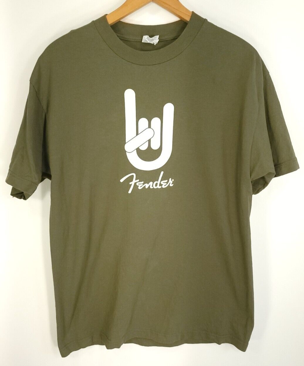 Fender Graphic T-Shirt Men’s Large Olive Drab Green Short Sleeve AlStyle