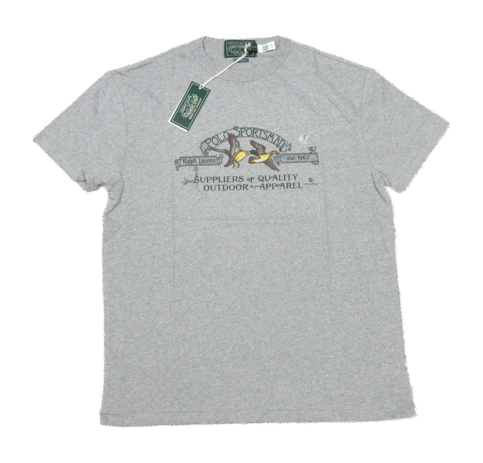 Polo Ralph Lauren Men’s Grey Sportsman Graphic Print Classic Fit T-Shirt (XL)