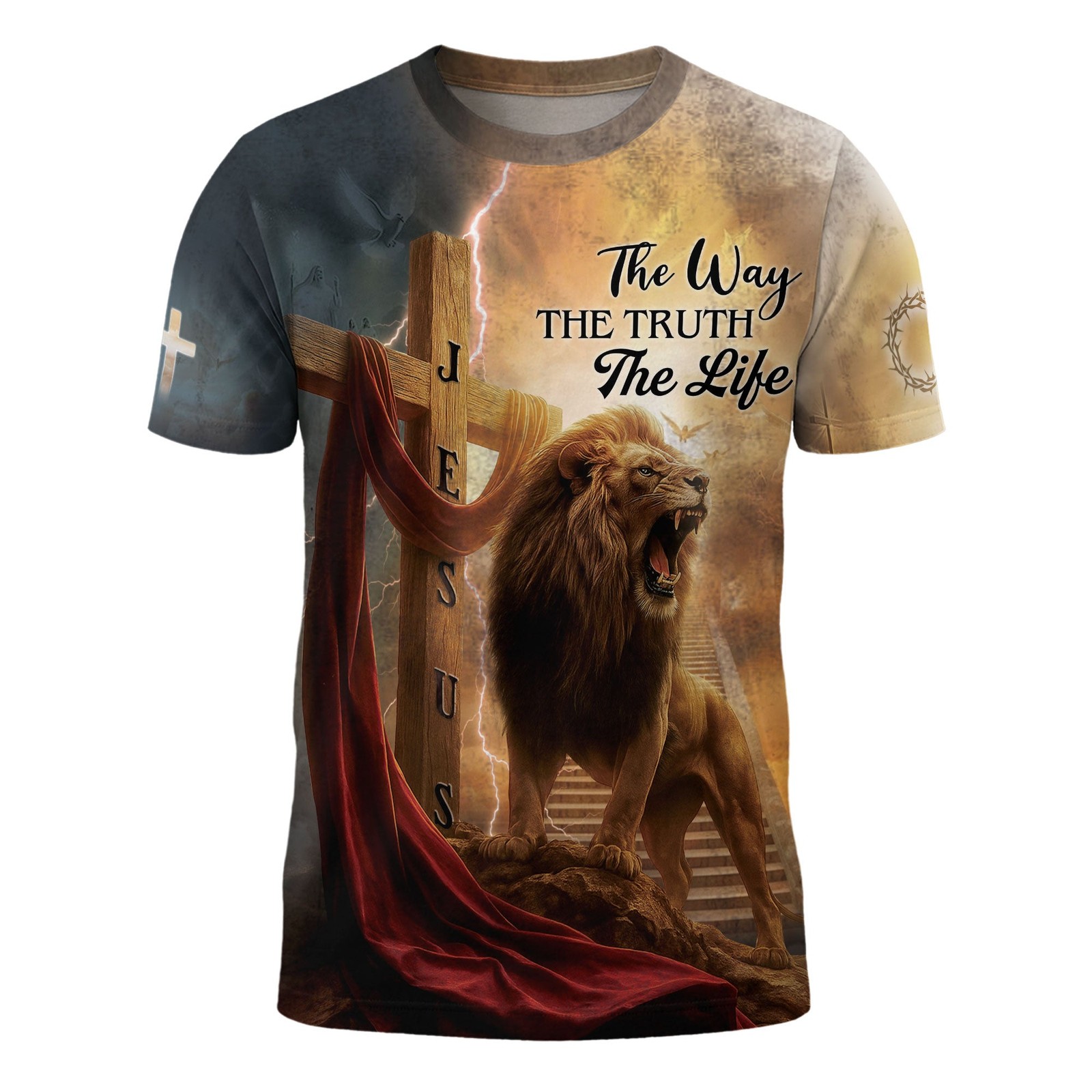 The Lion’s Roar In The Storm The Way The Truth The Life T-Shirt Full Size S-5XL