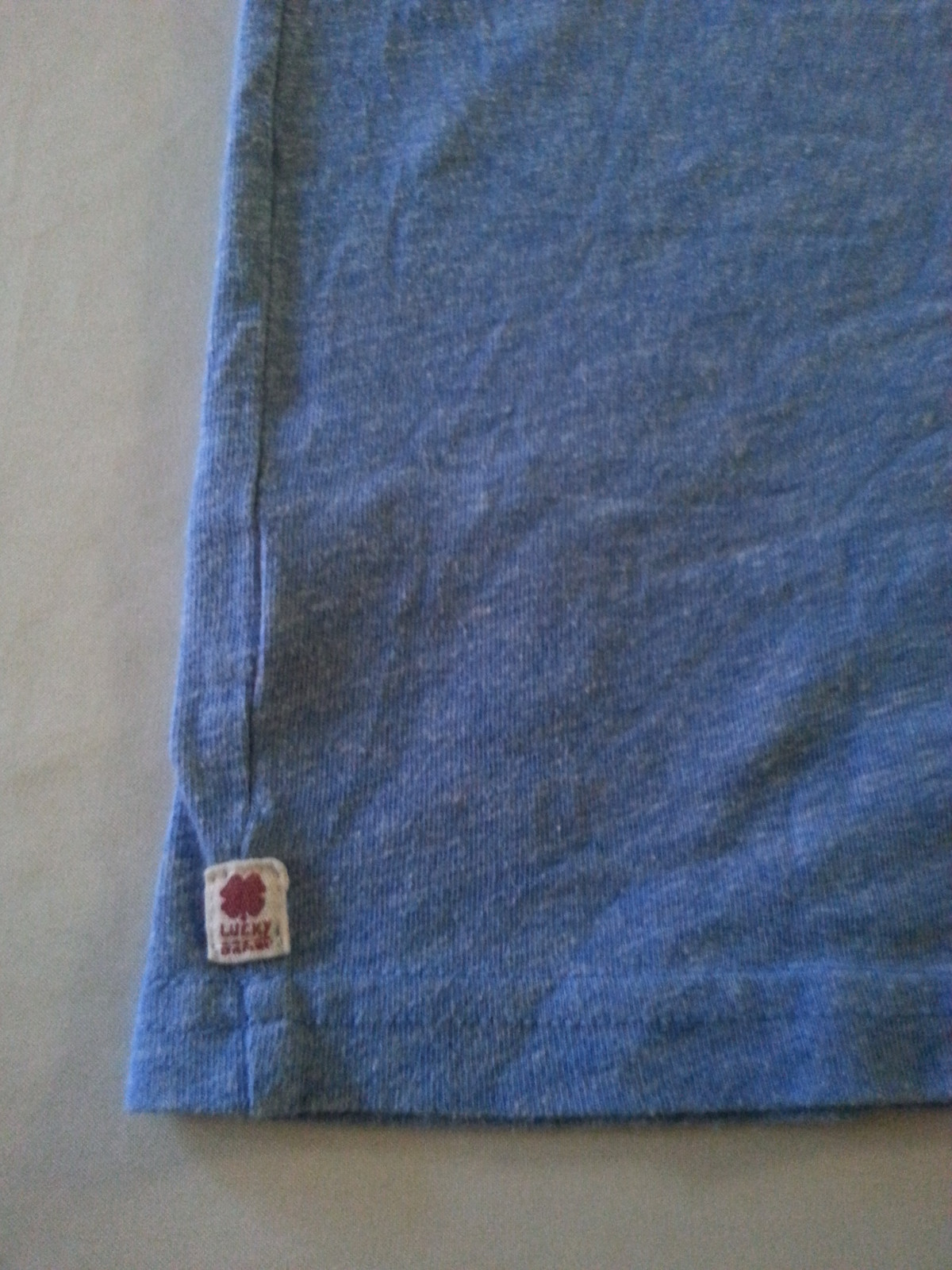 LUCKY BRAND MENS SMALL S V-NECK BLUE SHAMROCK IRISH POLY COTTON RAYON
