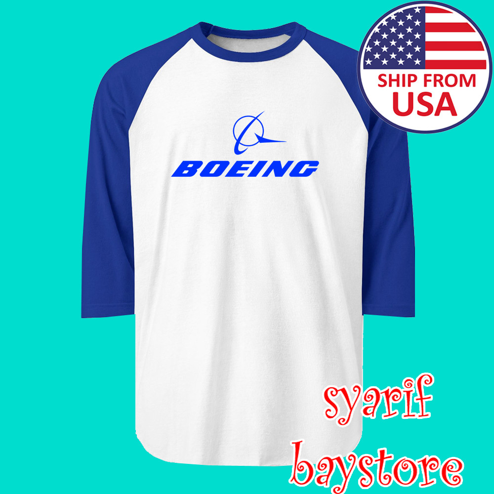 Boeing American Aircraft Men’s Raglan White Blue Size S to 2XL