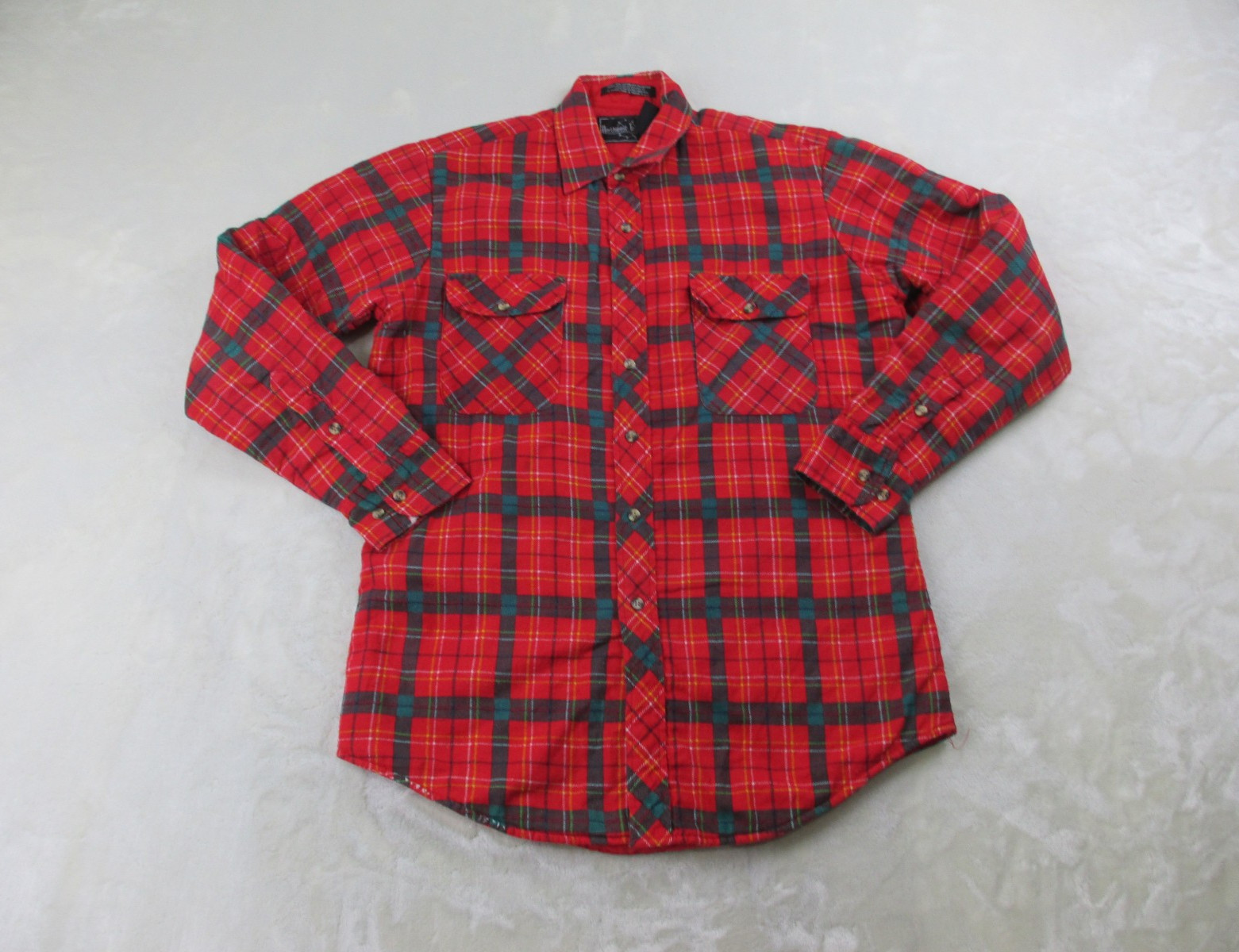 VINTAGE Northwest Territory Shirt Mens Medium Red Flannel Shacket Chore Quilted*