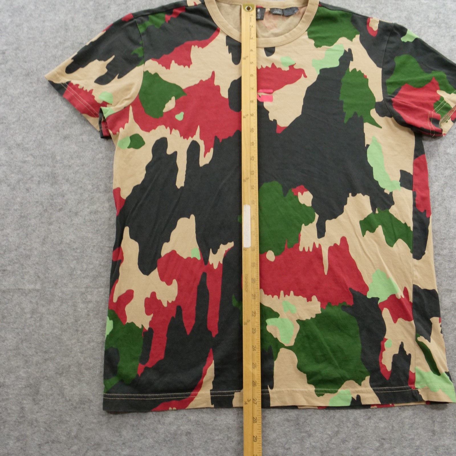 G Star Raw Shirt Mens Mens Green Beige Camo Graphic Print Crew Neck Short Sleeve