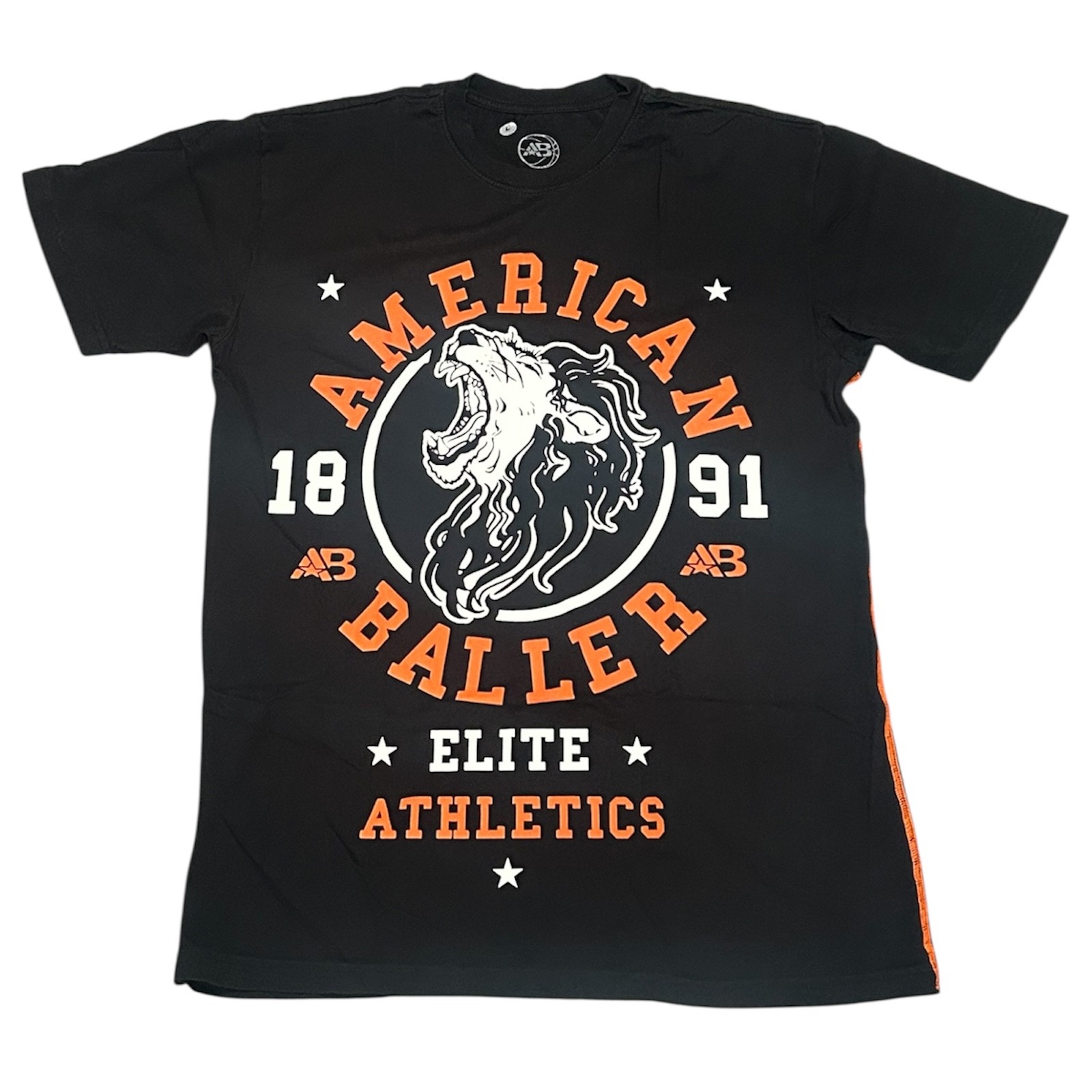 $40 AMERICAN FIGHTER BALLER Black ROAR Athletic Basketball Graphic T-shirt NWT
