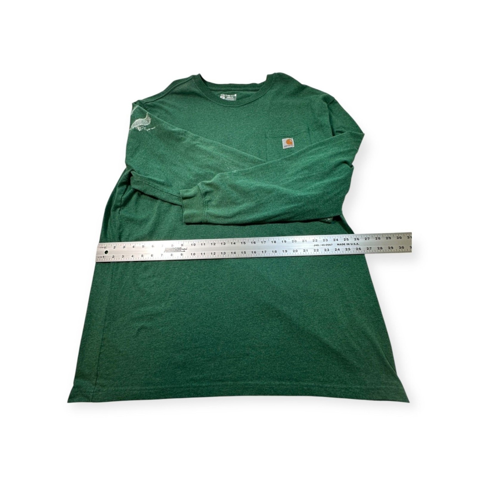 Carhartt Green Crew Neck Long Sleeve 100% Cotton All Seasons T-Shirt 2XL Tall