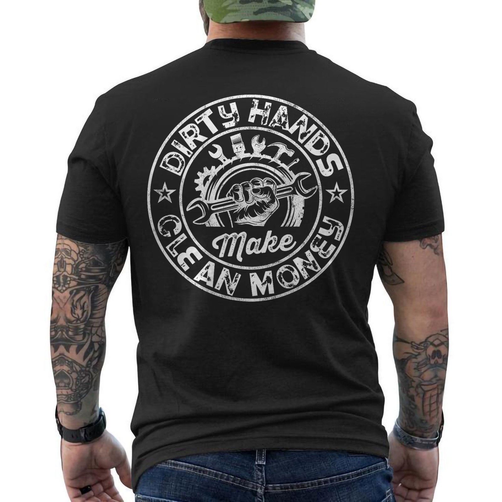 My Hands May Be Dirty But My Money is Clean Mechanic Repair ON BACK T-Shirt