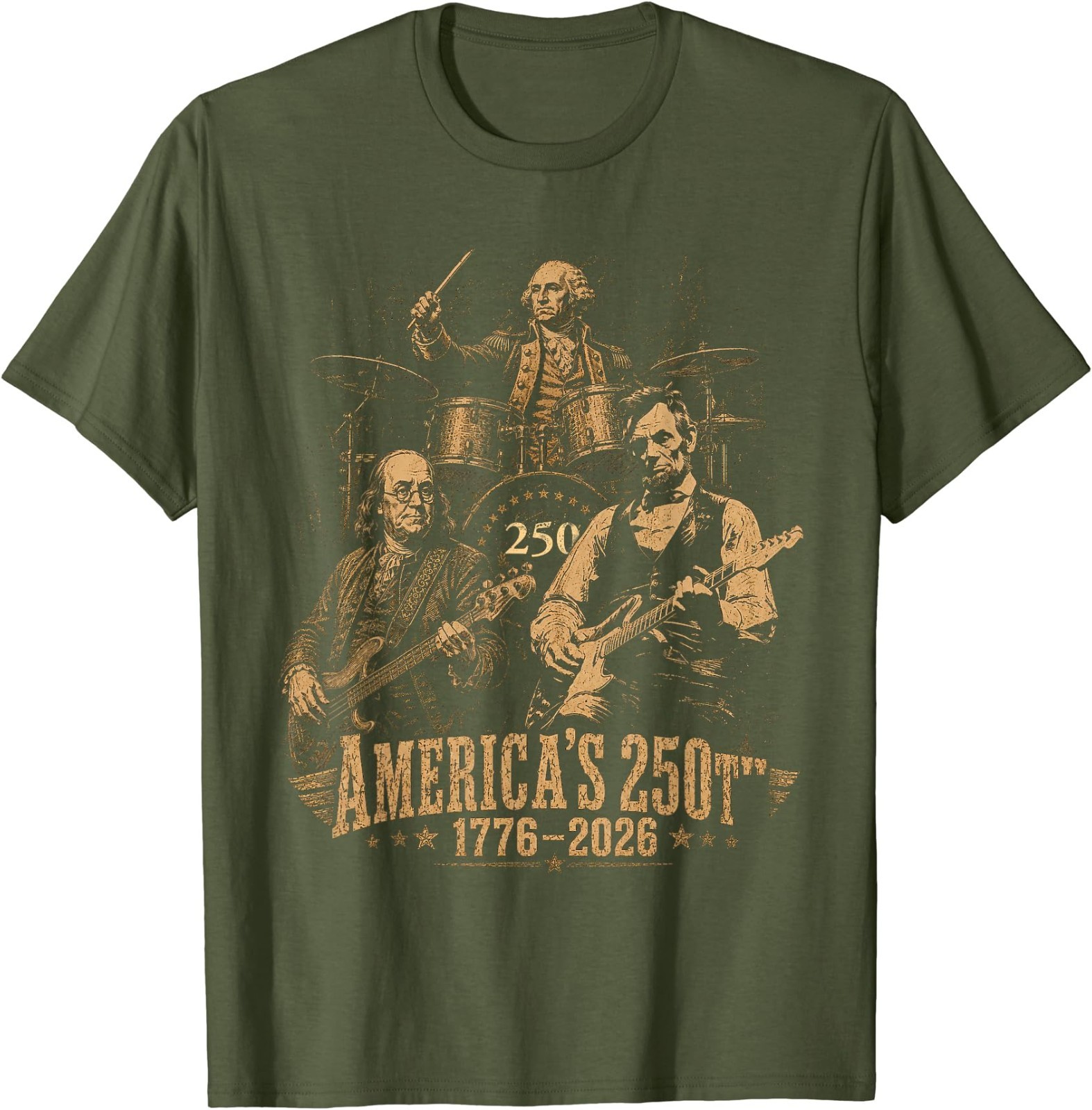250 Years Patriot Guitar Drum Band American Flag 1776 2026 T-Shirt