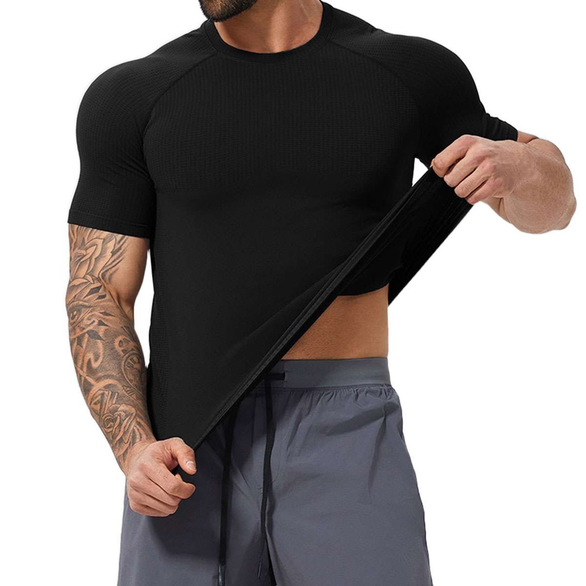 Men’s Compression Athletic Fitness Shirt Base Layer Tops Sports Gym Tight Dry US