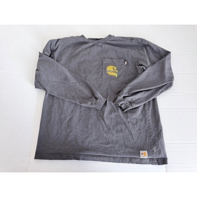 Carhartt FR Mens Long Sleeve Pocket T-Shirt Gray Flame Resistant Graphic Large