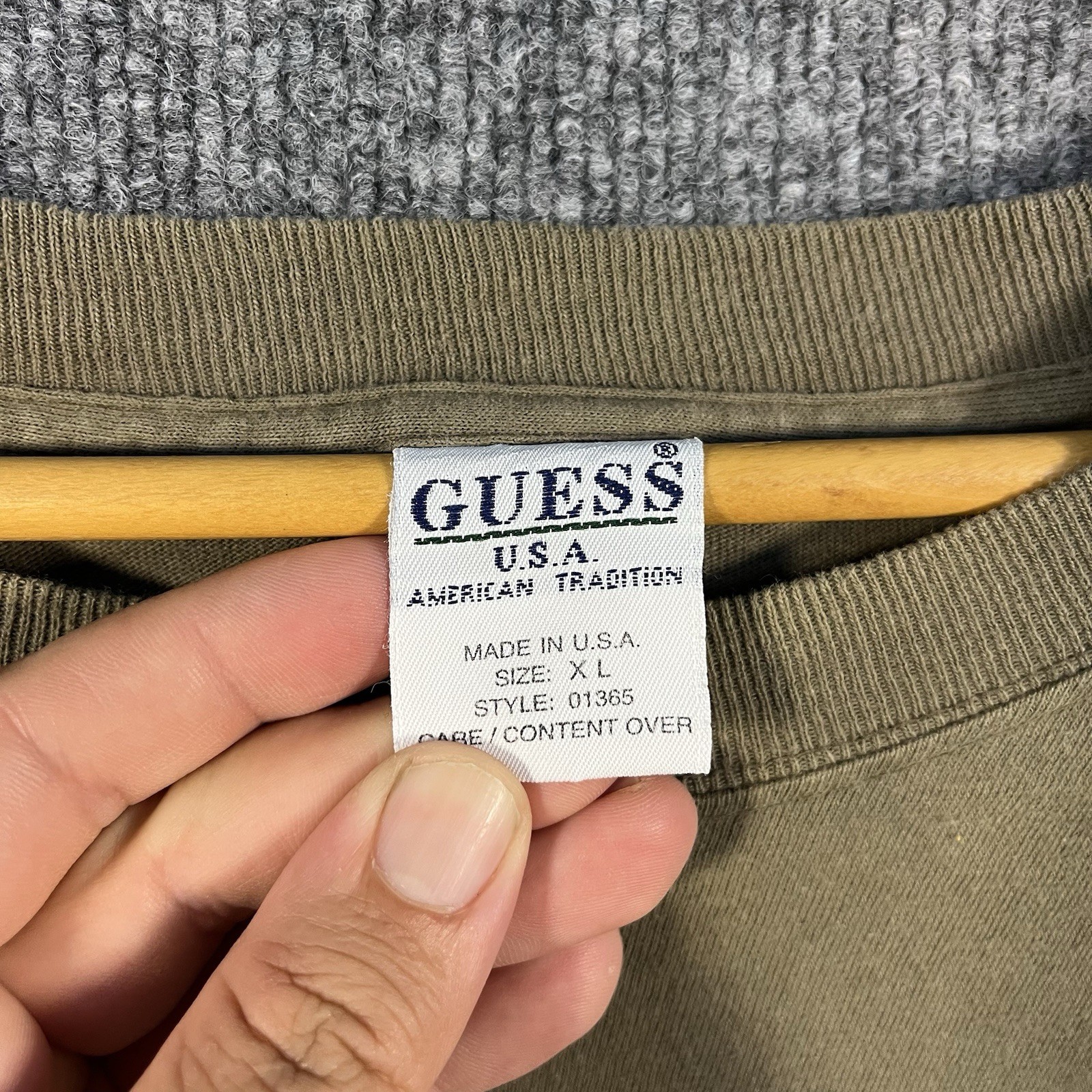Vintage 90s Guess Jeans Logo Long Sleeve Green T-Shirt USA Mens XL