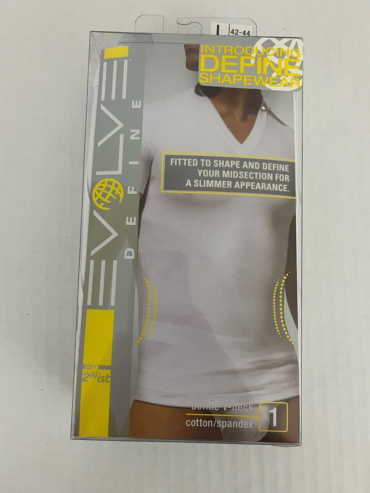 Evolve Define Shapewear V-Neck Tee T-shirt Men’s L 42-44 White NEW