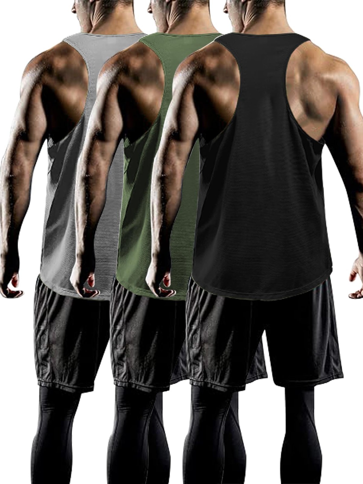 Tank Tops Men YBack Muscle 3 Pack Dry Fit Sleeveless Workout Tank Tops for Me…