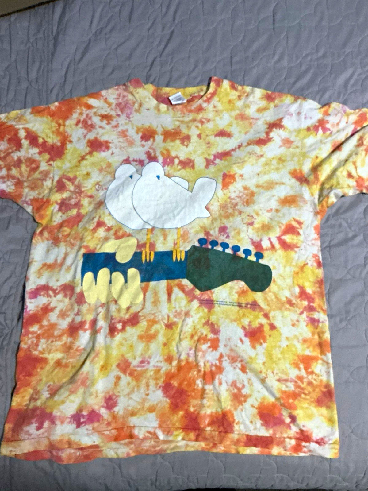 Vtg 1994 Woodstock 94 Faded Tie Dye Shirt XL Repairs Concert Hippie Grunge 90s