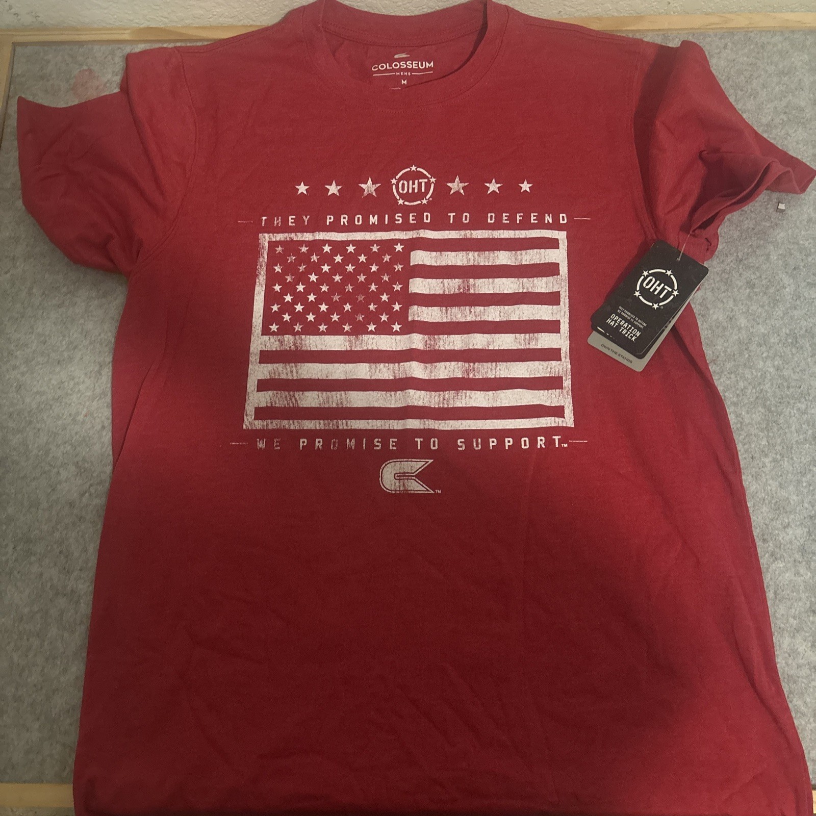 Men’s Colosseum Red OHT Military Appreciation Flag T-shirt Medium Defend/support