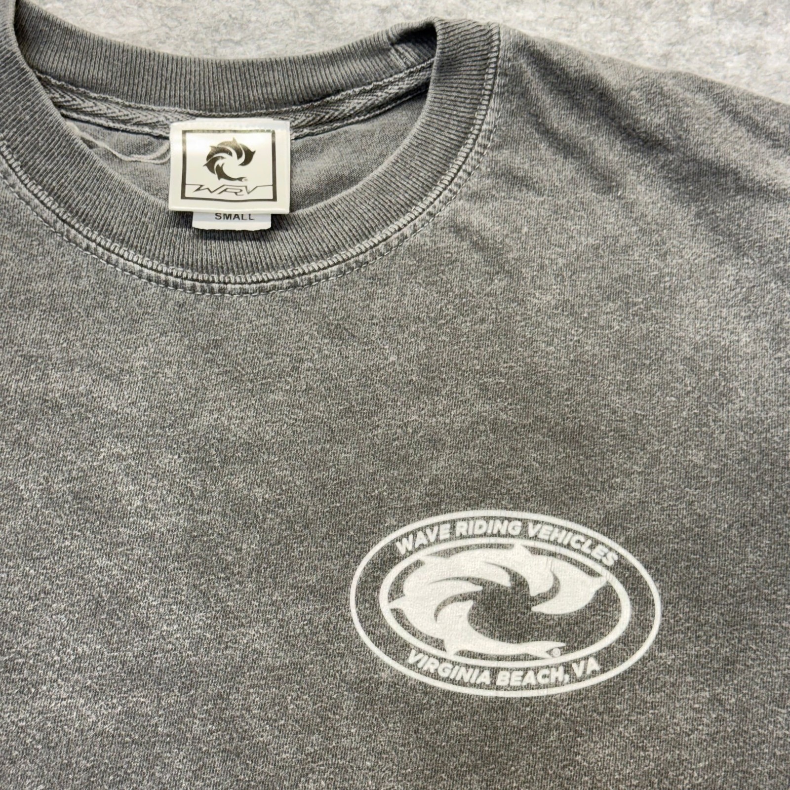 WRV T-Shirt Mens Small Charcoal Grey Cotton Virginia Beach Surf Graphic Tee