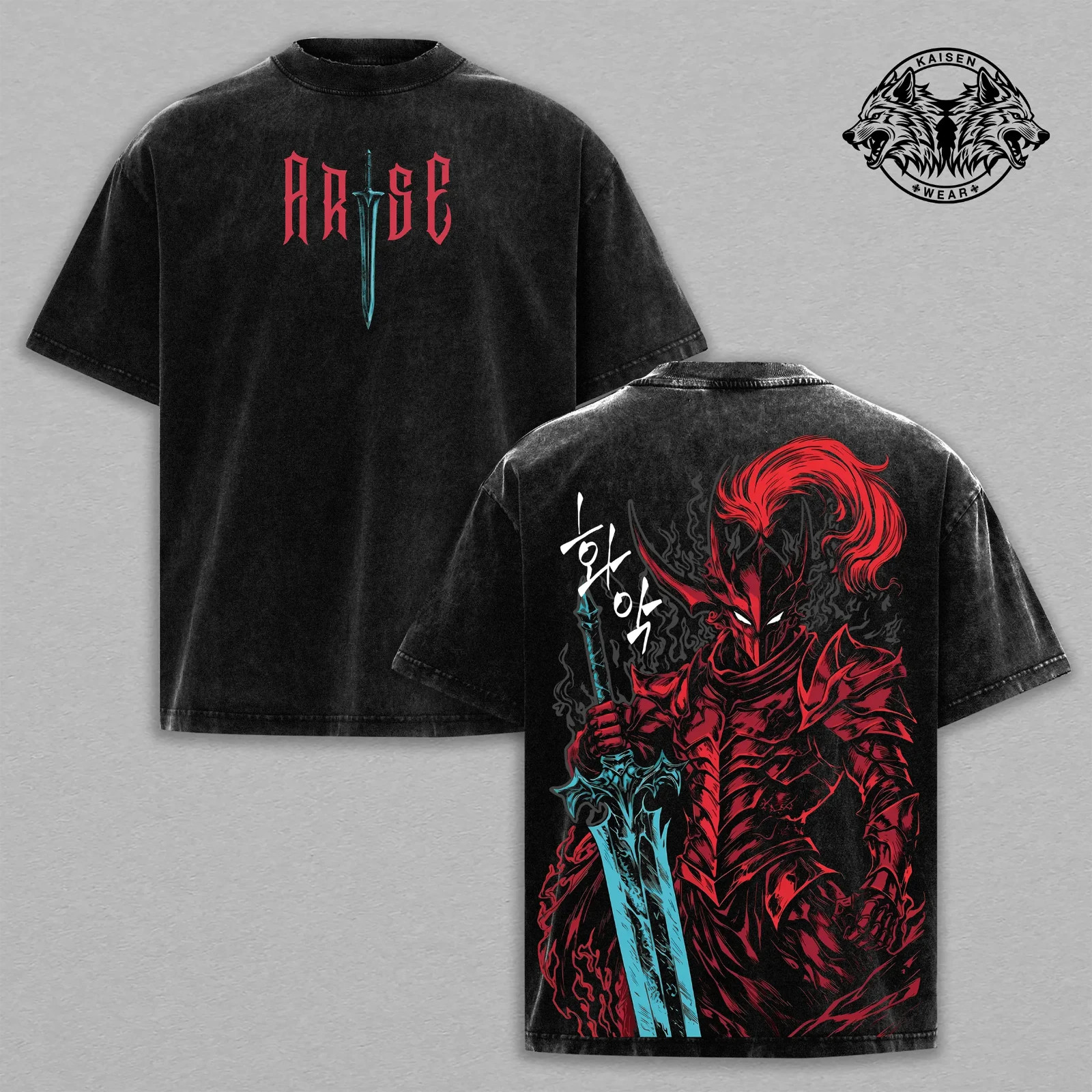Igris Vintage Washed Oversized T-Shirt – Solo Leveling, Shadow Knight Commander