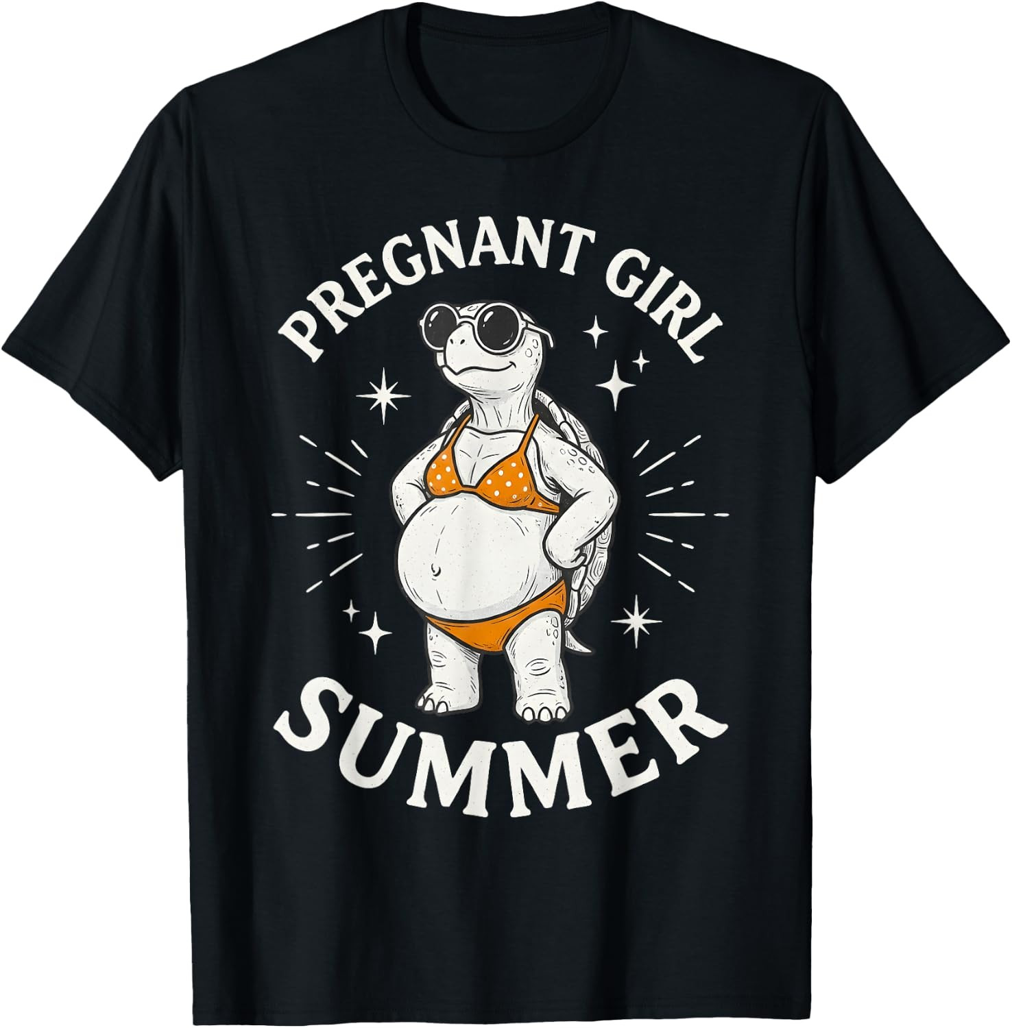 Funny Pregnant Girl Summer Cute Turtle Pregnancy Beach Vibes T-Shirt