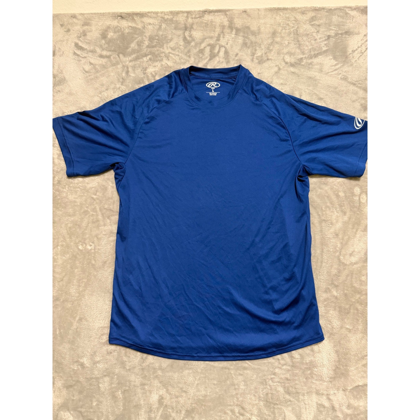 Rawlings Athletic Shirt Mens Large Blue Short Sleeve Performance Autographed