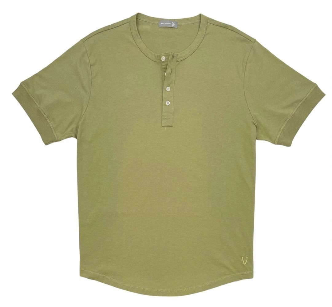 VarietyAthletics Mens Soft Pima Cotton Elastic Sleeve Cuff Henley T-Shirt