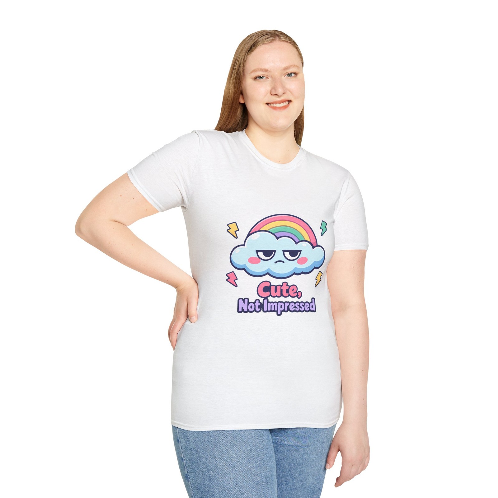 Rainbow Cloud Cute Kawaii Pastel Cartoon Meme Unisex Softstyle T-Shirt