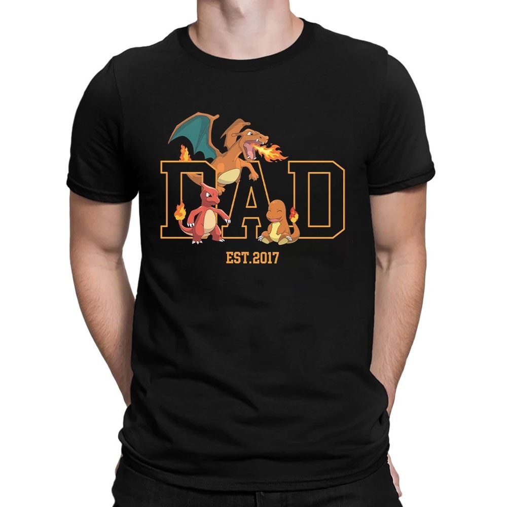 Custom PokaDad T-Shirt Personalized Anime Characters Father’s Day Gift Dad Tee