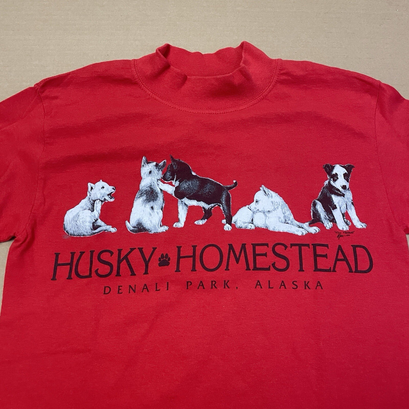 Alaska Huskies Shirt Adult Small Red Longsleeve Dogs Mock Neck Y2K Alaskan Mens
