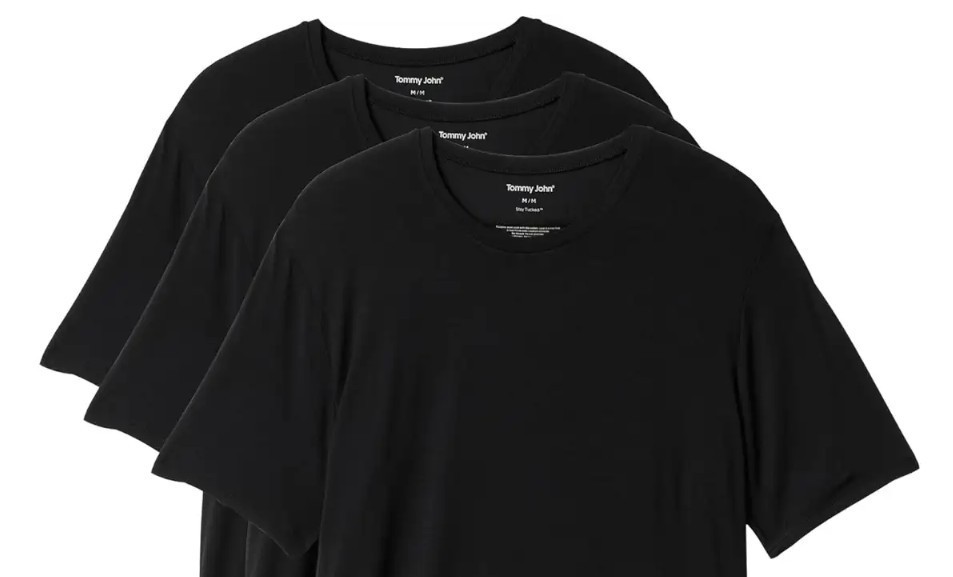 3 PACK TOMMY JOHN WHITE BLACK SECOND SKIN MODAL CREW NECK STAY TUCKED UNDERSHIRT
