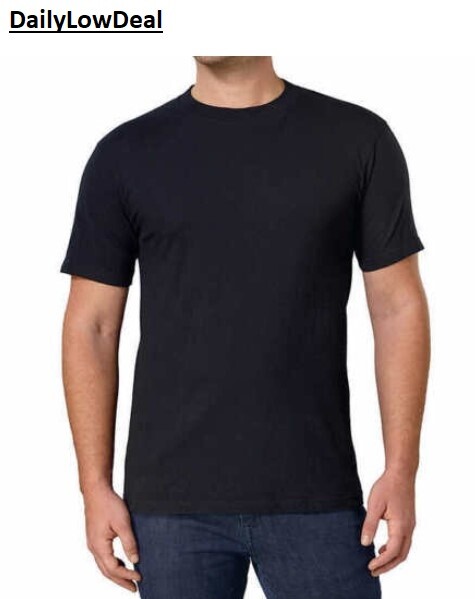 Kirkland Men’s Black 100% Cotton Crew Neck T-shirt FREE SHIPPING! 2 OR 6 PACK