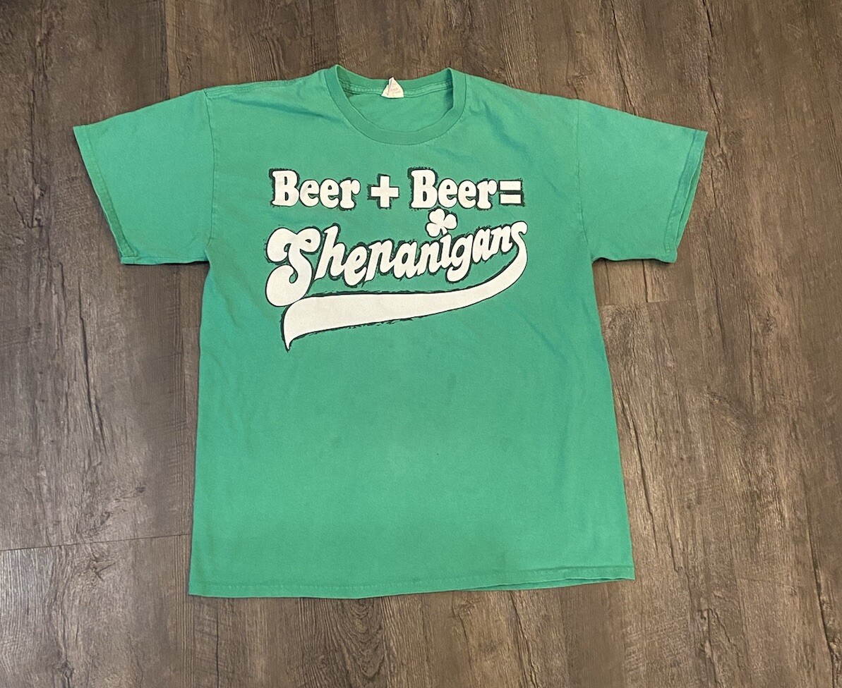 Saint Patrick’s Day Shenanigans Men’s T-Shirt Large Beer Shamrock Graphic Print