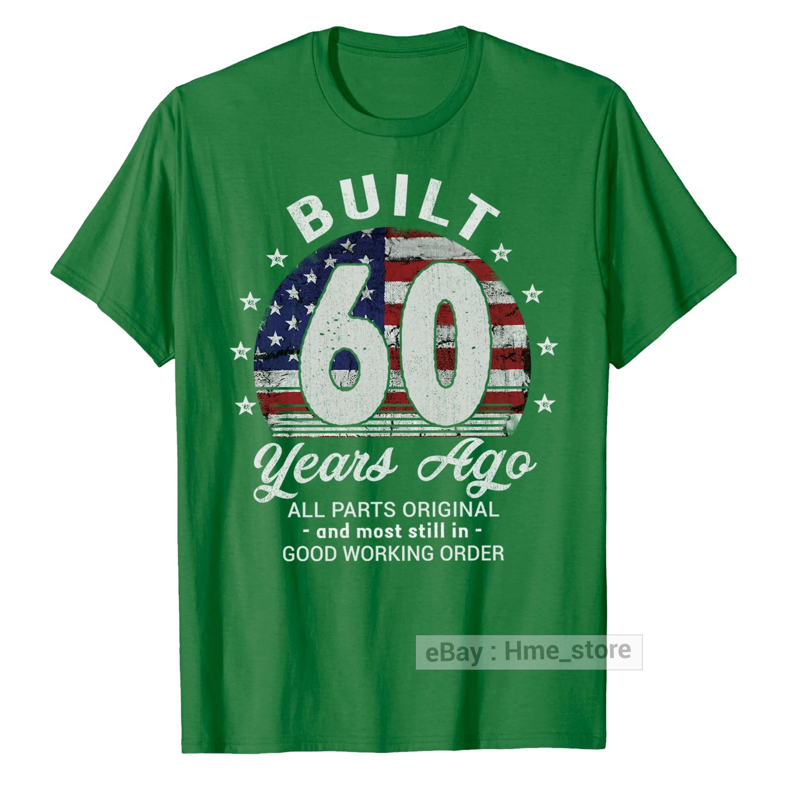 Funny 60th Birthday USA Flag T-Shirt Built 60 Years Old Ago Bday Tee Vintage Men