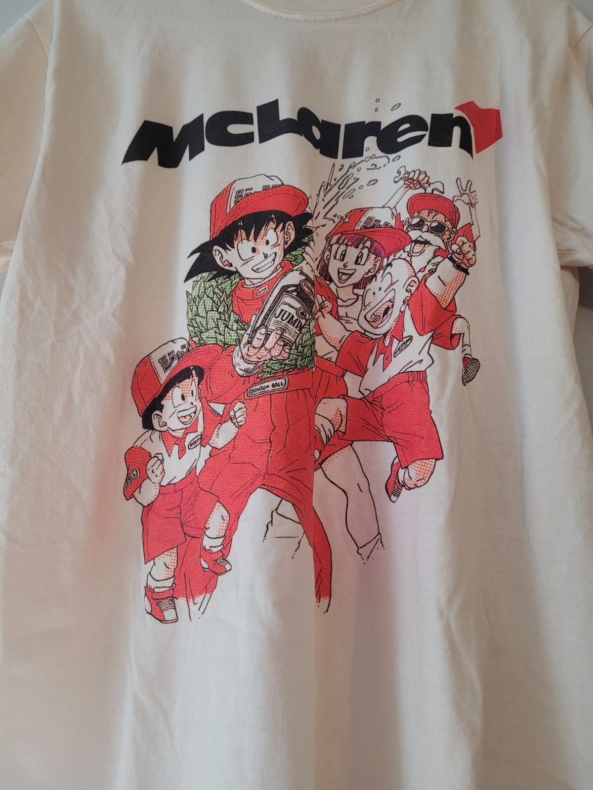 Dragon Ball Z Goku x Mcalren T Shirt Heavyweight Cream Color Size Medium NEW