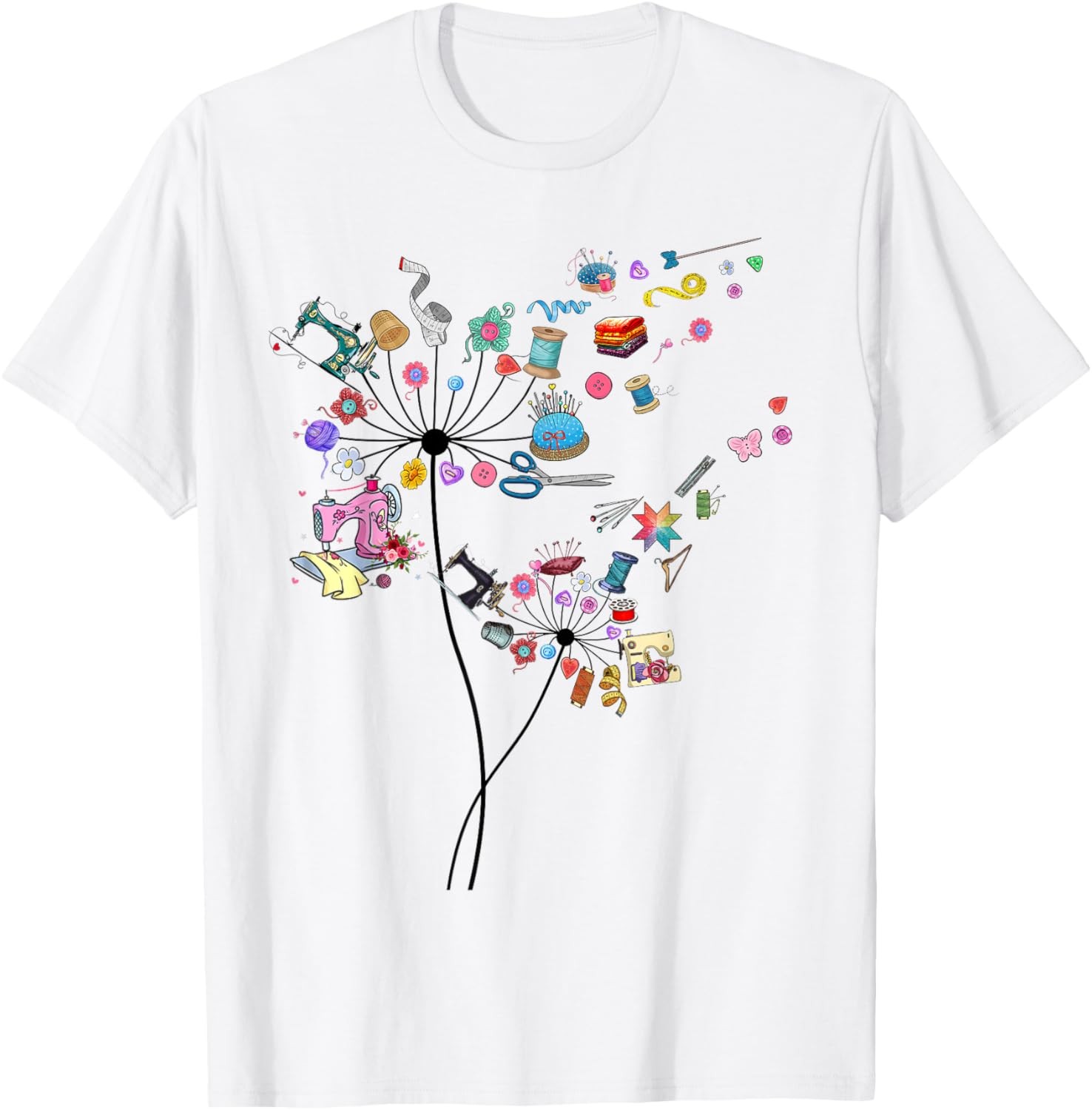 Cute Sewing Dandelion Flowers Quilting Quilter Sewer Tee T-Shirt