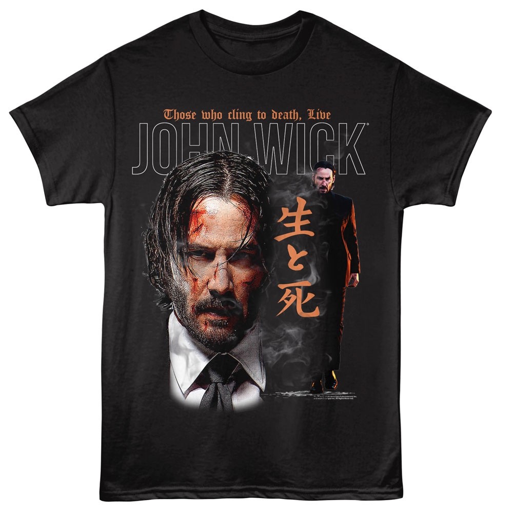 John Wick Adult T Shirt Movie Series THOSE WHO CLING TO DEATH Keanu Reeves Black