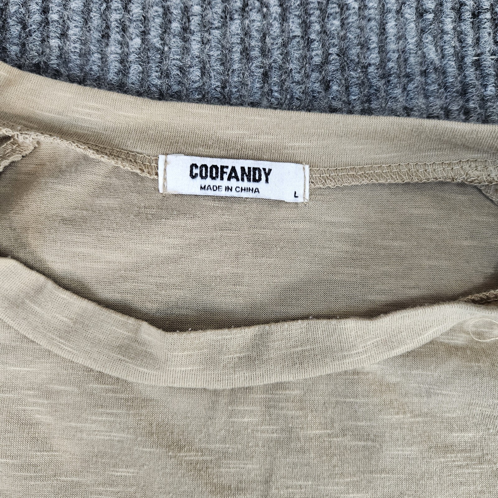 Coofandy Tshirt Mens LARGE Beige Ribbed