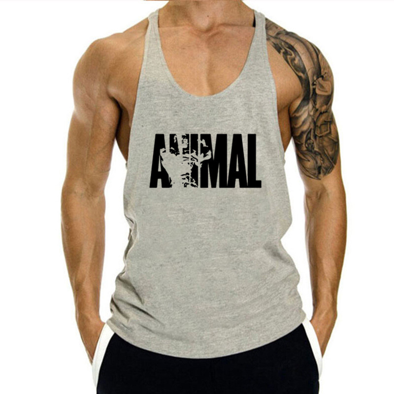 Men Bodybuilding Tank Top Muscle T-Shirt Gym Fitness Stringer ANIMAL Shirts