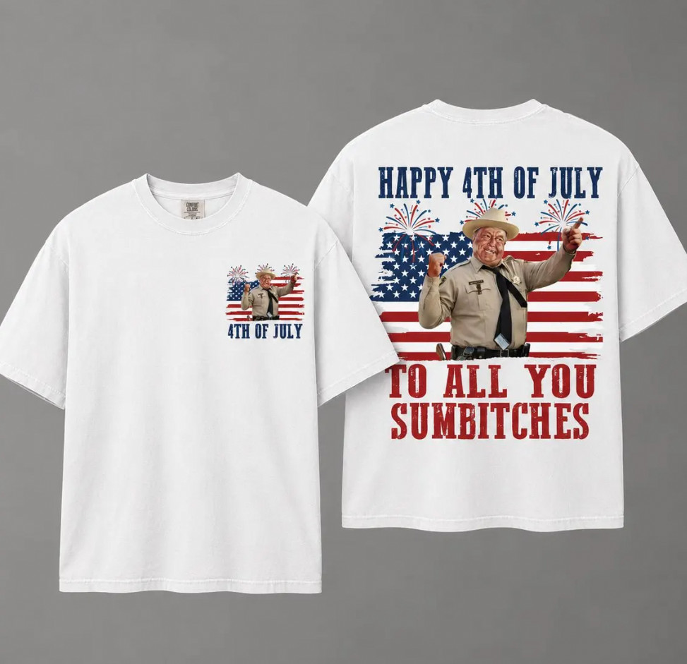 Happy 4th of July Patriotic Sheriff T-Shirt American Flag Fireworks Tee