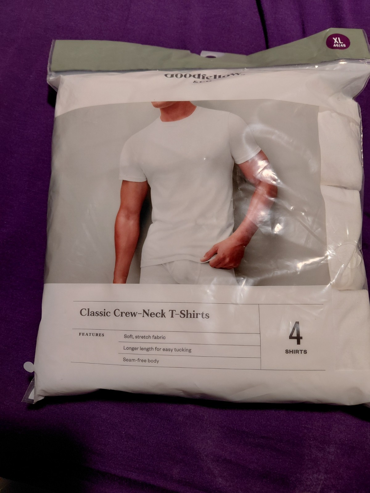 Classic T-shirts 100% Cotton Goodfellow WHITE V-NECK 4 ct XL Soft Stretch
