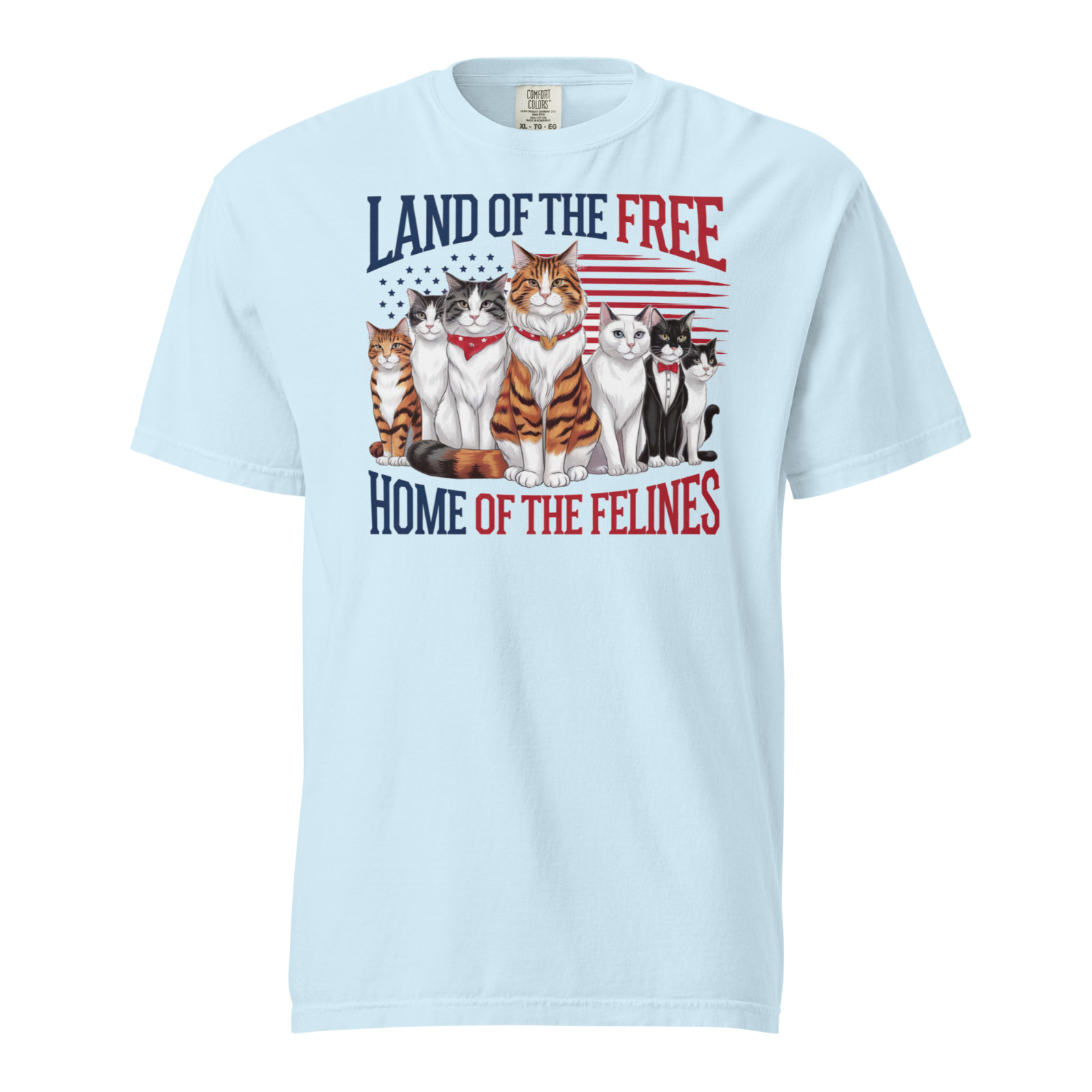 Land of the Free Home of the Felines Comfort Colors Cat Lover T-Shirt
