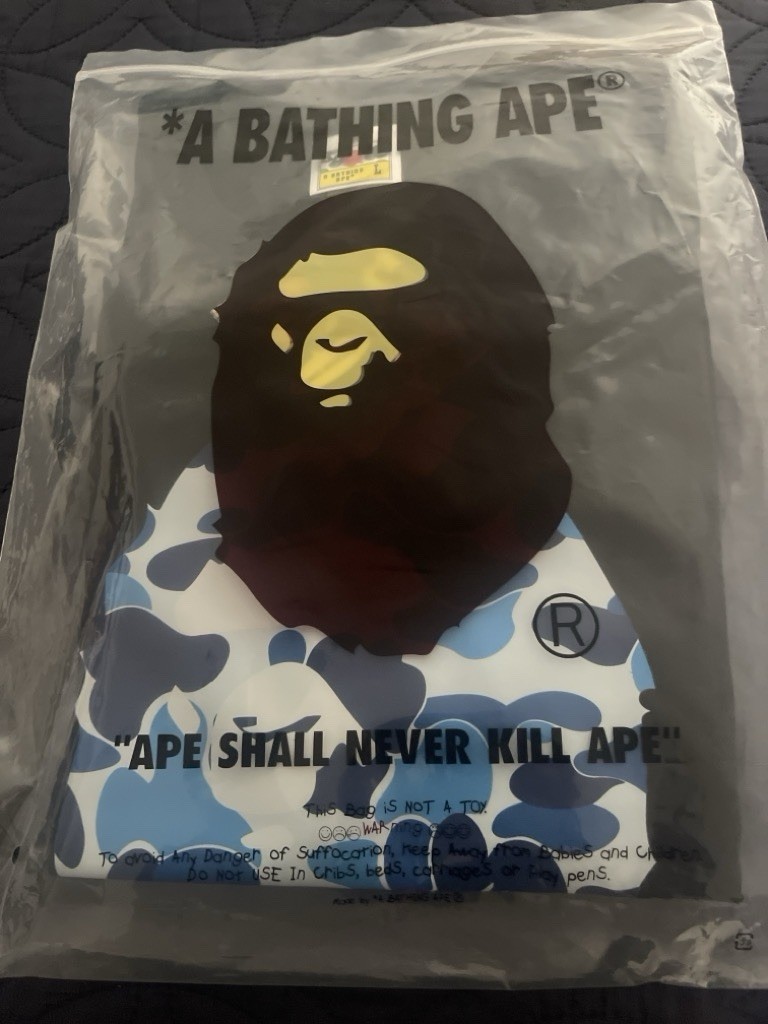 A Bathing Ape BAPE Black Blue Camo Big Ape Head Graphic Tee Men’s L